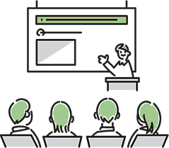 セミナーを受ける会社員のイラスト